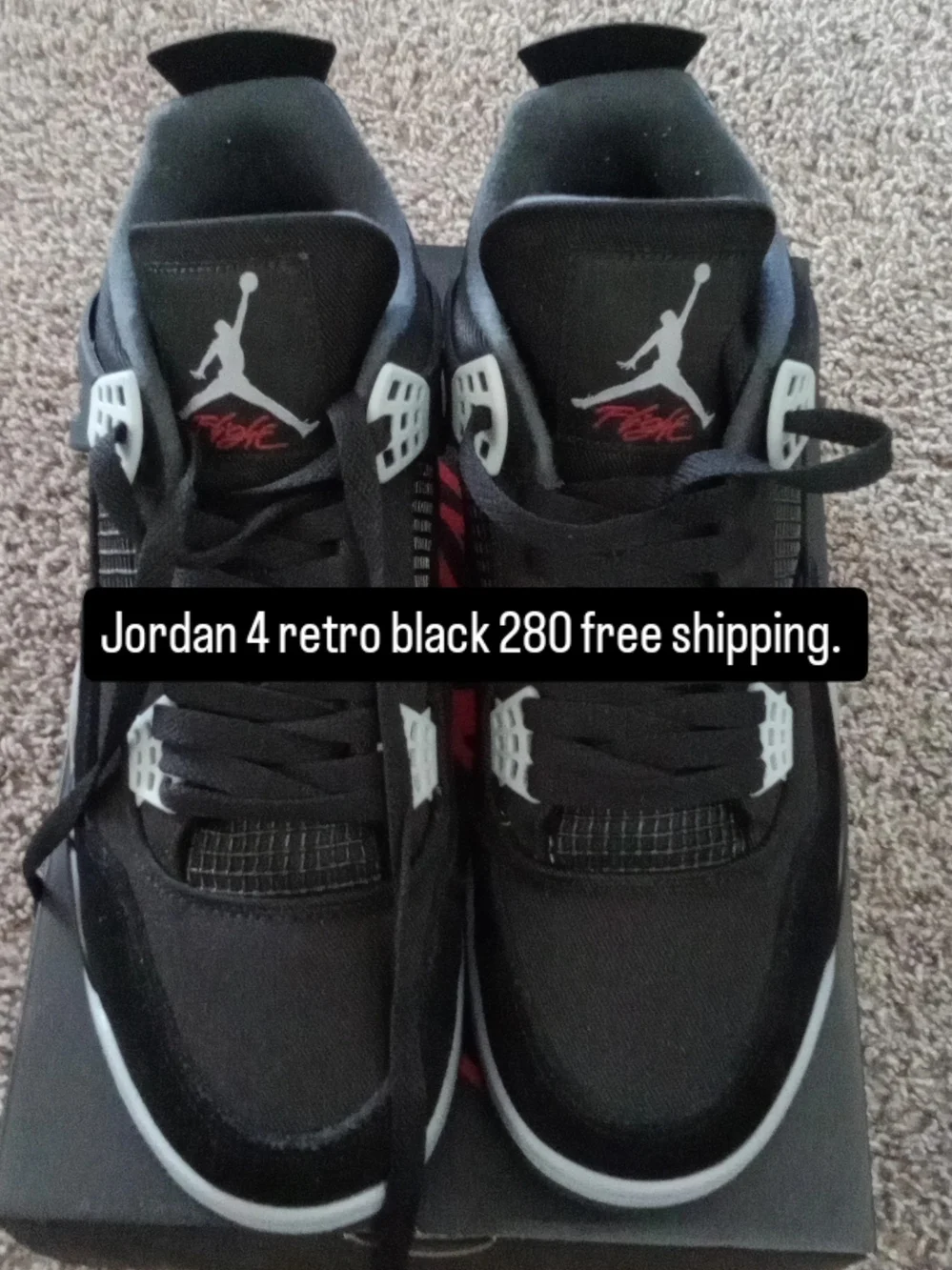 Jordan Black Retro 4 Athletic Shoes
